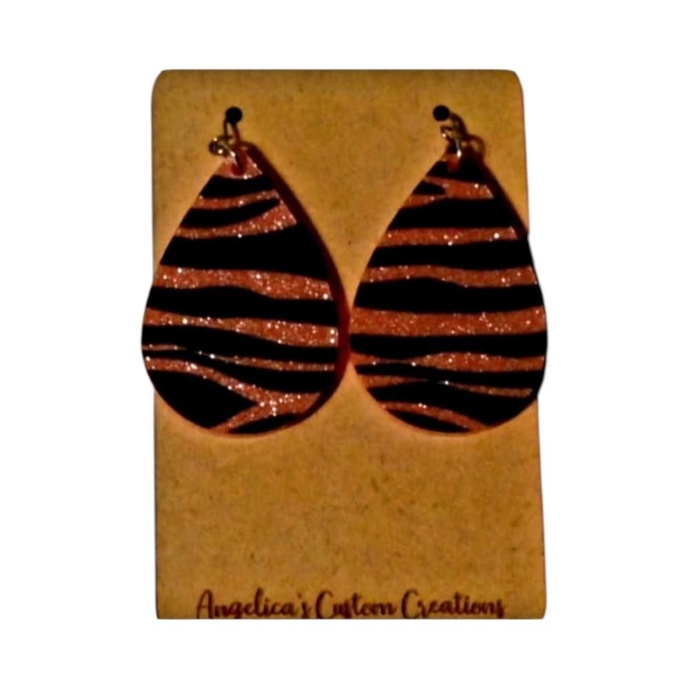 Pink Zebra Acrylic Drop Earrings